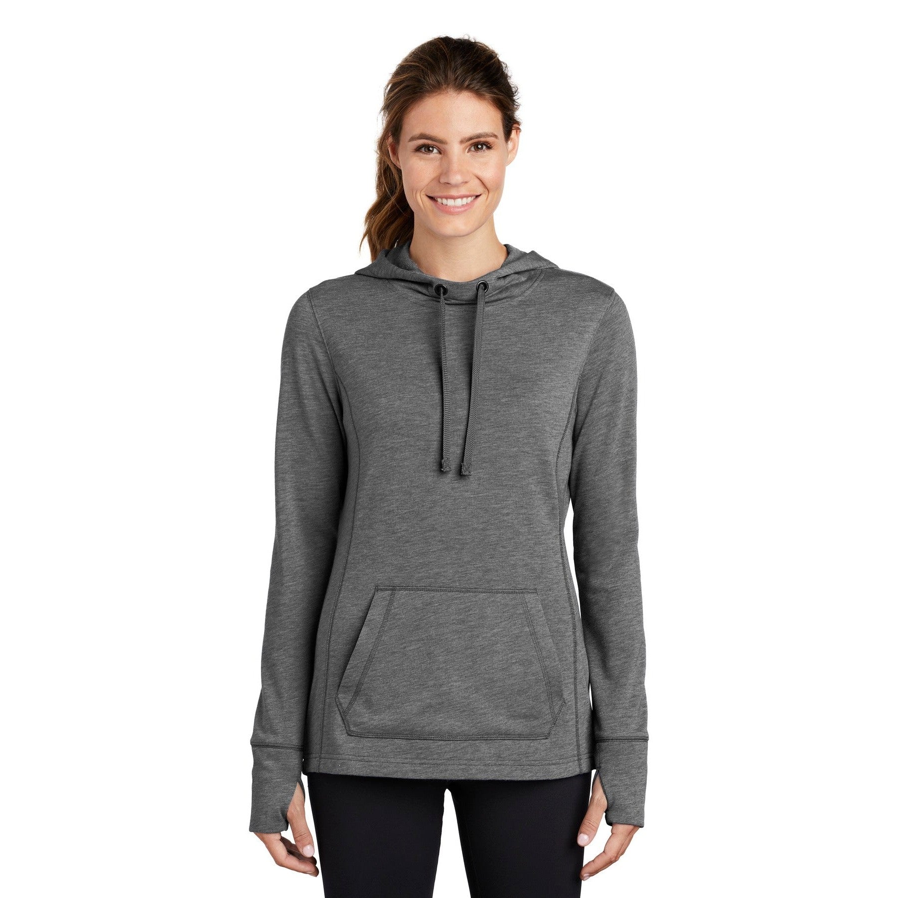 Sport-Tek-Sport-Tek ® Women's PosiCharge ® Tri-Blend Wicking Fleece Hooded Pullover. LST296-MedTech-2
